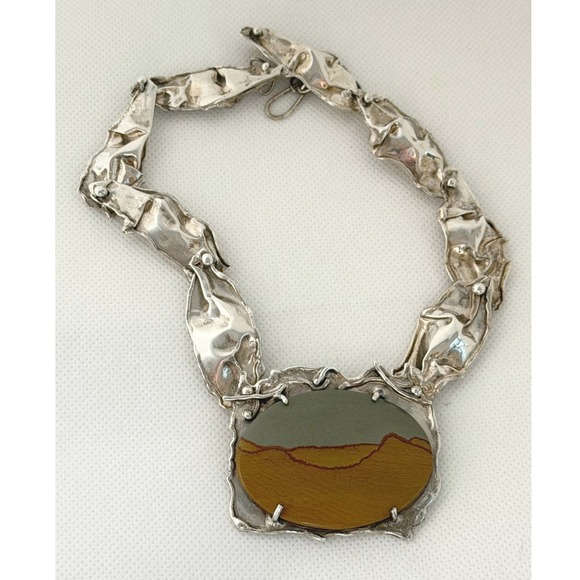 Diane Markz thinksterling Jewelry - Diane Markz Picture Jasper Silver Brutalist Necklace